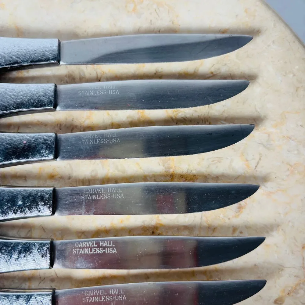 Carvel Hall Knives‎ 8 Steak Knives Stainless Steel Knives Vintage Knives